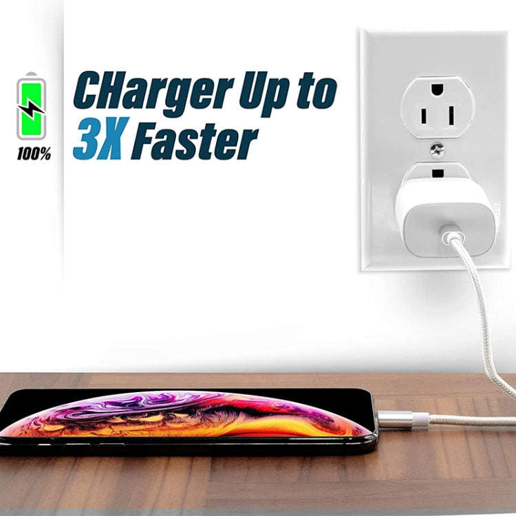 Net Style Metal Head 8 Pin to USB Data / Charger Cable, Cable Length: 25cm(Blue)