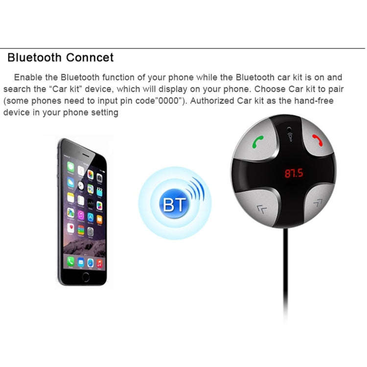 FM29B Bluetooth FM Transmitter Hands-free Car Kit, Car Charger, For iPhone, Galaxy, Sony, Lenovo,...