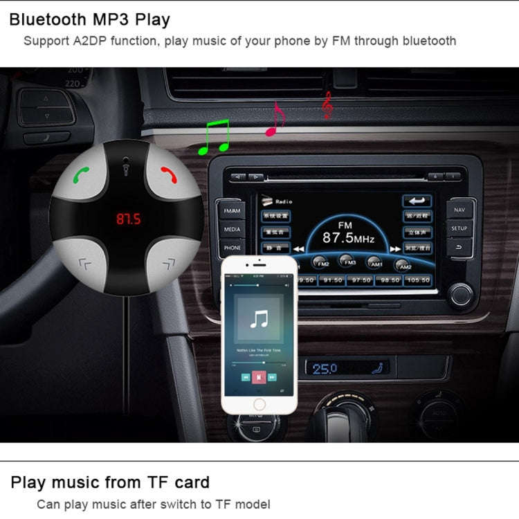 FM29B Bluetooth FM Transmitter Hands-free Car Kit, Car Charger, For iPhone, Galaxy, Sony, Lenovo,...