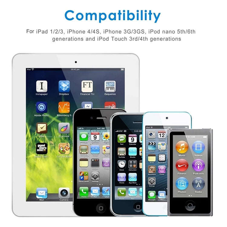 30 Pin Male to USB Male Charging & Data Sync Cable for iPad / 2 / 3, iPhone 4 & 4s, iPod Nano, iP...
