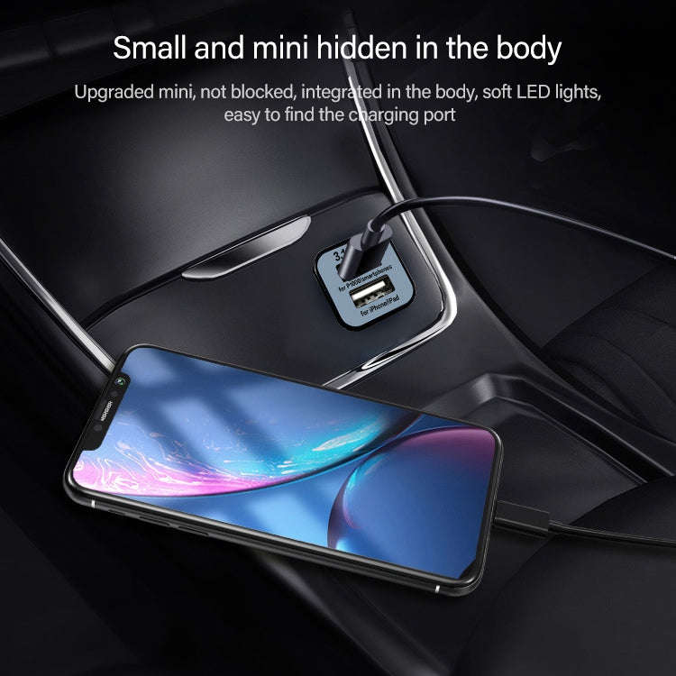 USAMS High Performance 2.1A + 1A Dual USB Port Car Charger for iPad Air 2 & Air & 4, iPhone 6 & 6...