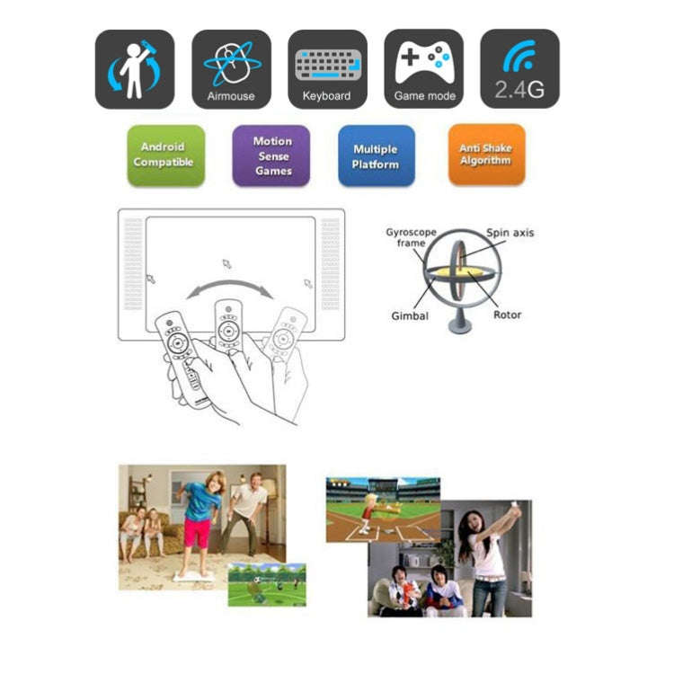 T2 Gyroscope Mini Fly Air Mouse 2.4G Android Remote Control 3D Sense Motion Stick for Desktop / L...