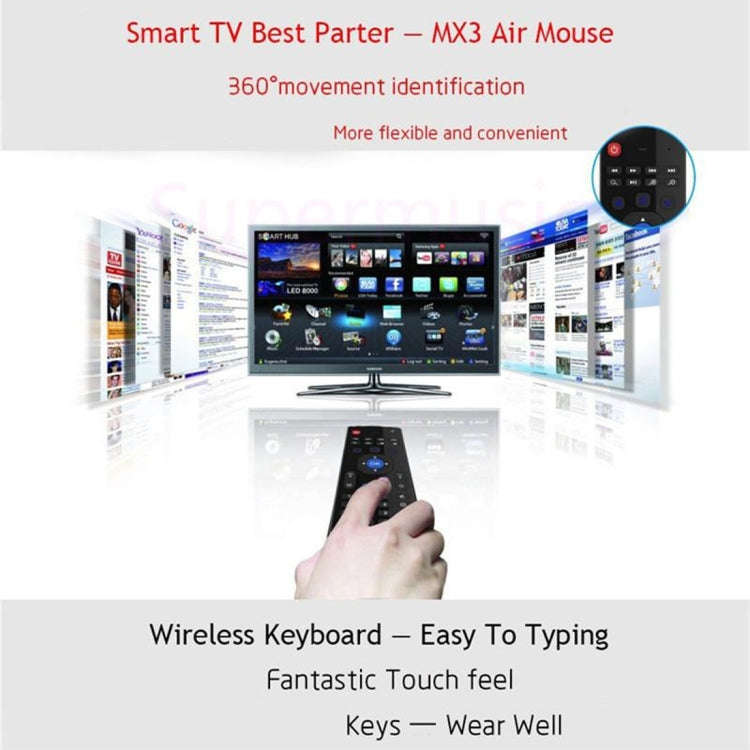 MX3 Air Mouse Wireless 2.4G Remote Control Keyboard with Browser Shortcuts for Android TV Box / M...