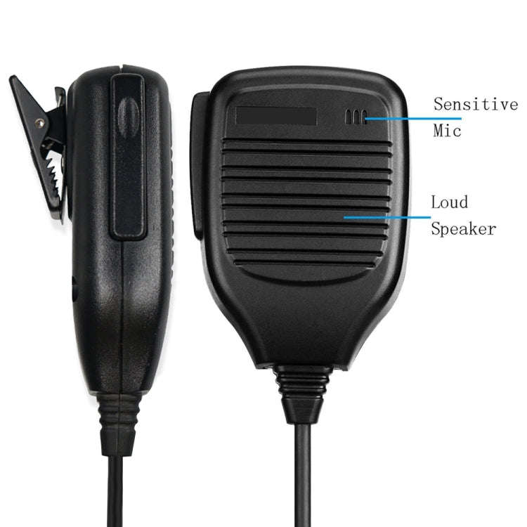 Clip-on Speaker Microphone for Walkie Talkies, 3.5mm + 2.5mm Earphone + Mic Plug(Black)