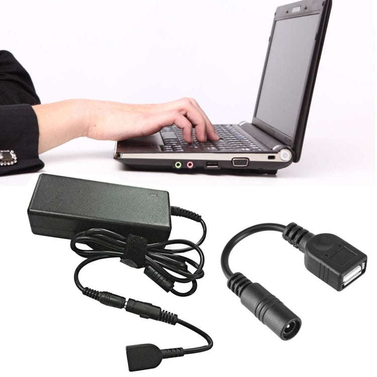 5.5 x 2.1mm DC Female to USB AF DC Female Power Connector Cable for Laptop Adapter, Length: 15cm(...