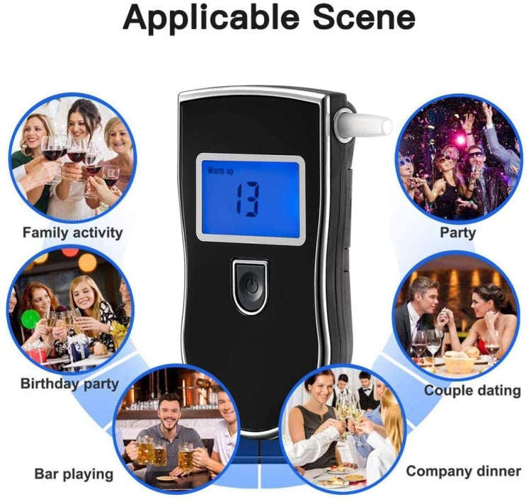 3 digitals LCD Display Breath Alcohol Tester Analyzer(Black)