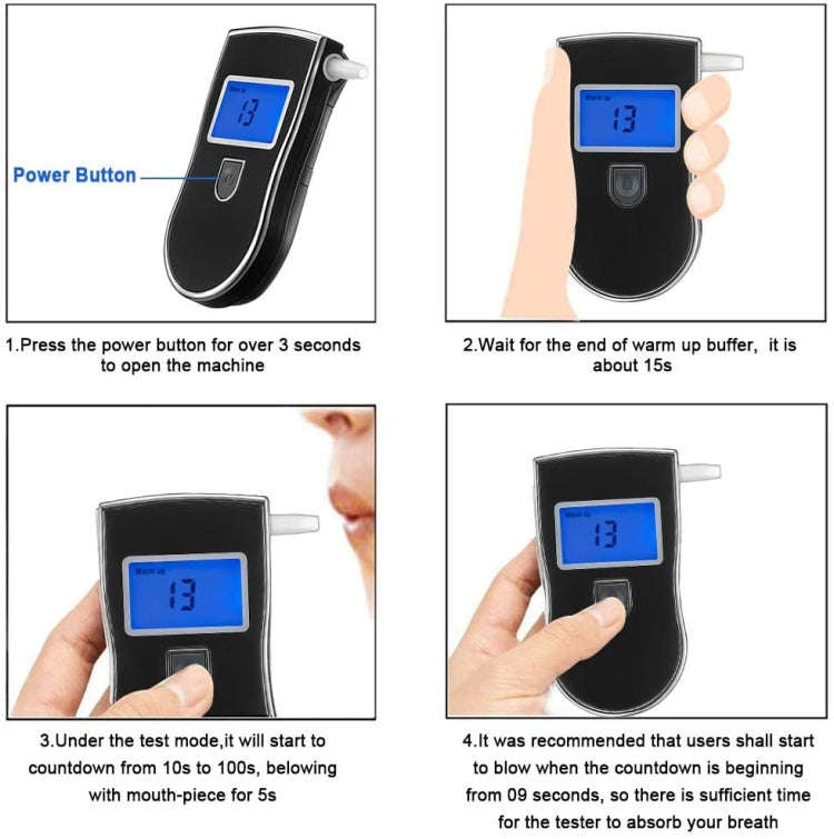 3 digitals LCD Display Breath Alcohol Tester Analyzer(Black)