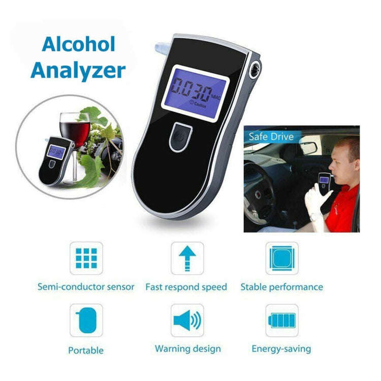3 digitals LCD Display Breath Alcohol Tester Analyzer(Black)