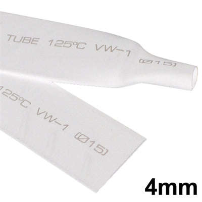 4mm Woer Flexible RSFR-H VW-1 Heat Shrink Tube, 125, Length: 10m (White)