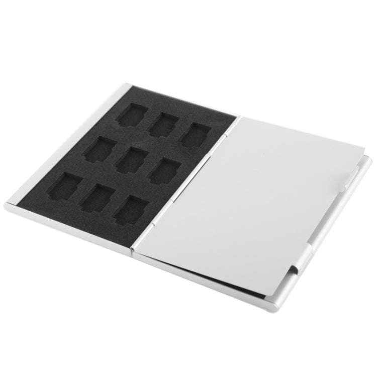 2x 9 in 1 Memory Card Protective Case Box for TF Card, Size: 93mm (L) x 62mm (W) x 10mm (H), Silv...