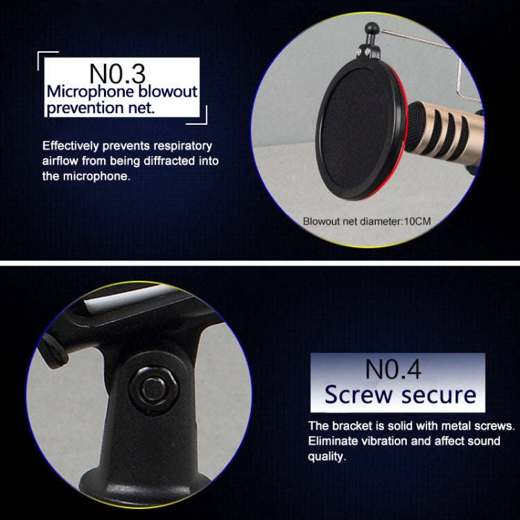 PS-5 Universal Live Broadcast Bracket Tripod Holder with Anti-spray Net & Microphone Clip & Shock...
