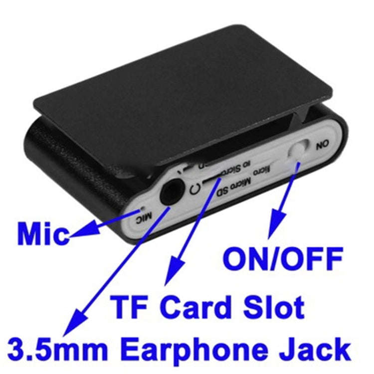 TF / Micro SD Card Slot MP3 Player with LCD Screen, Metal Clip(Black)
