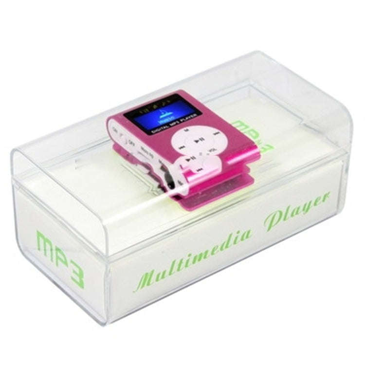 TF / Micro SD Card Slot MP3 Player with LCD Screen, Metal Clip(Magenta)