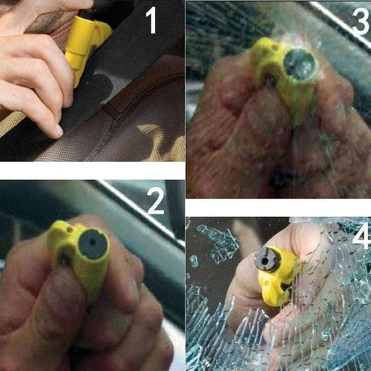 2 in 1 Car Emergency Hammer / Key Chain / Knife Broken Glass Portable Tool(Yellow)