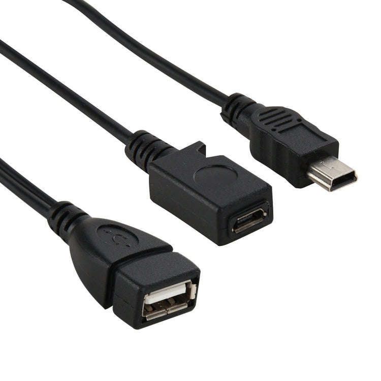 USB 2.0 Female to Mini USB AM + Micro 5 Pin AF Cable, Length: 20cm
