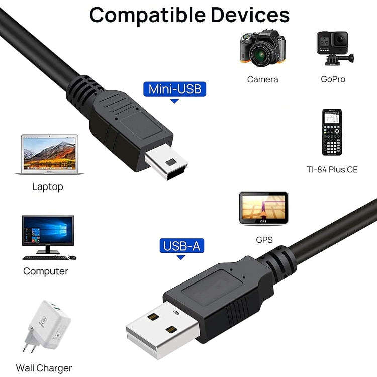 USB 2.0 AM to Mini 5pin USB Cable, Length: 1.5m(Black)
