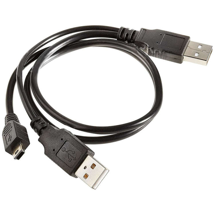 2 in 1 USB 2.0 Male to Mini 5pin Male + USB Male Cable, Length: 80 cm(Black)