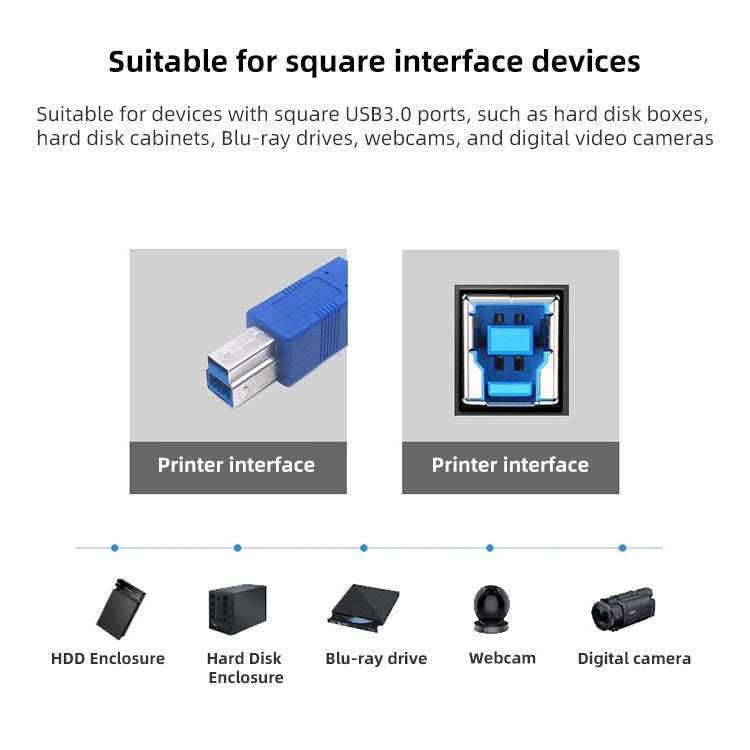 USB 3.0 A Male to B Male Extension / Data Transfer / Printer Cable, Length: 1.5m