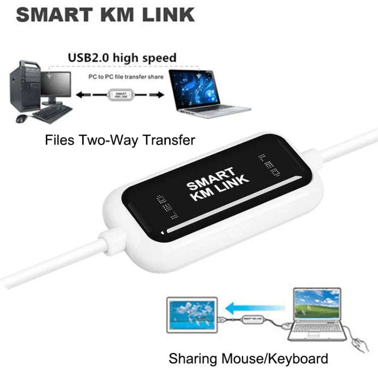 High Speed USB 2.0 Smart KM Link Cable, PC to PC Keyboard & Mouse Share, Plug and Play, Length: 1...