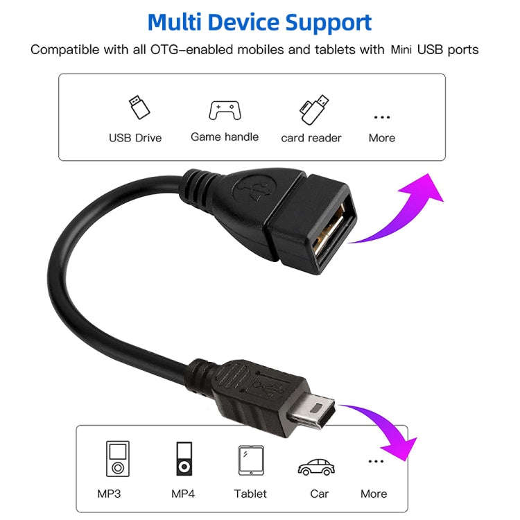 Mini 5-pin USB to USB 2.0 AF OTG Adapter Cable, Length: 12cm(Black)