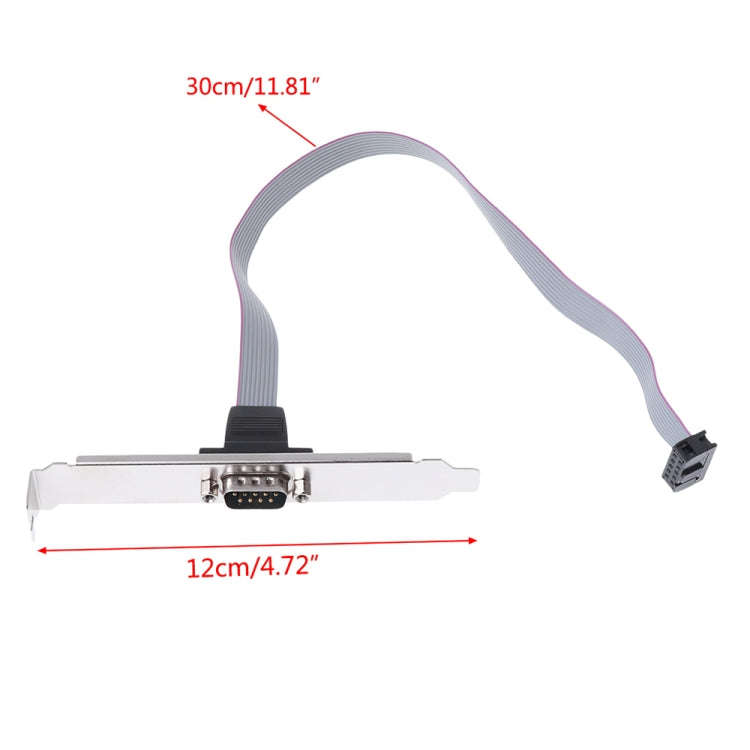 DB9 9pin Com Port host case Cable / RS232 port plate cable, Length: 36cm(Grey)