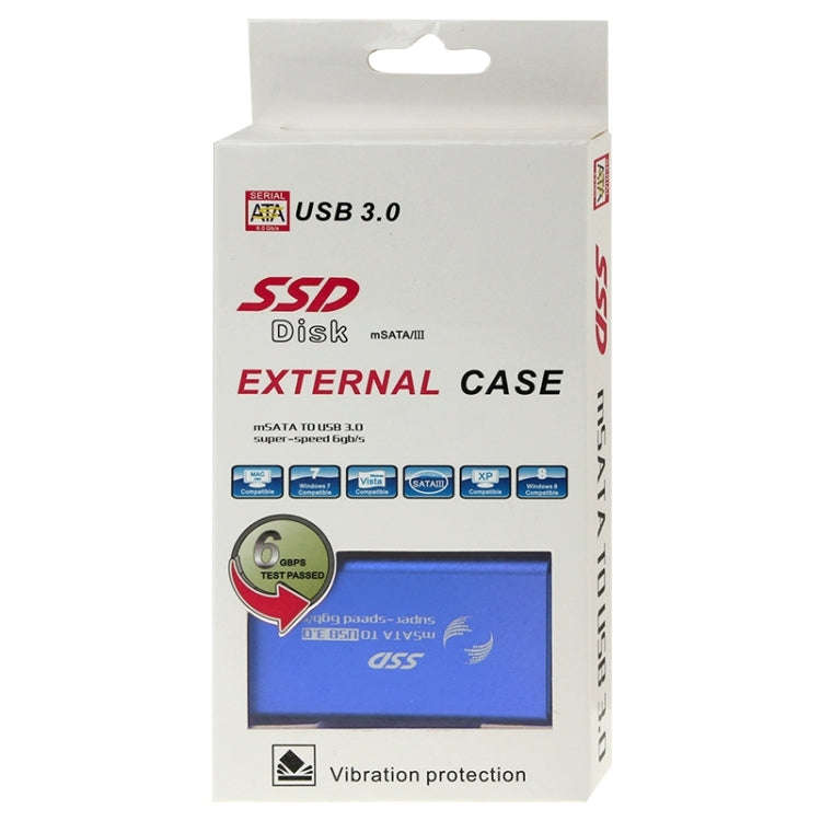 6gb/s mSATA Solid State Disk SSD to USB 3.0 Hard Disk Case(Blue)