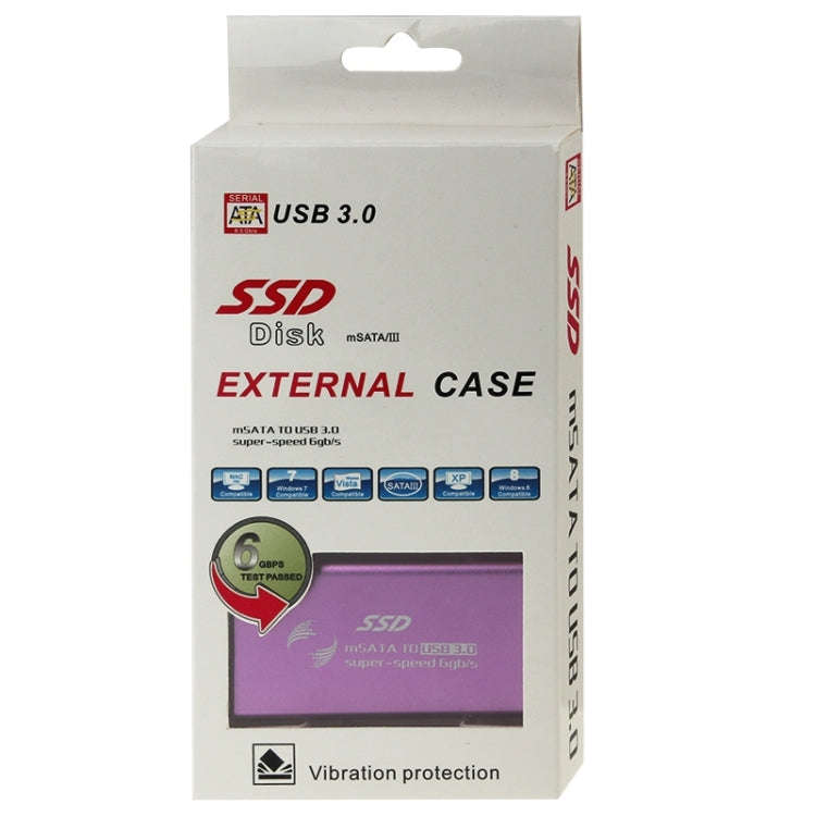 6gb/s mSATA Solid State Disk SSD to USB 3.0 Hard Disk Case(Purple)