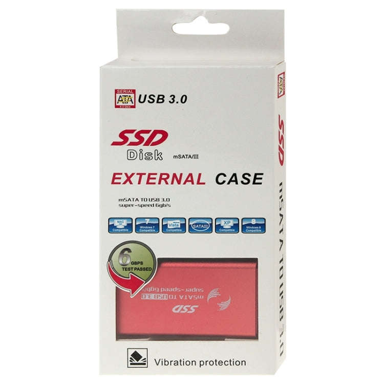 6gb/s mSATA Solid State Disk SSD to USB 3.0 Hard Disk Case(Red)