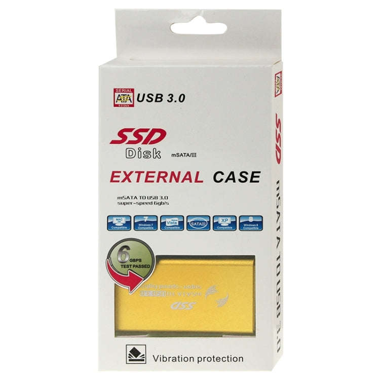 6gb/s mSATA Solid State Disk SSD to USB 3.0 Hard Disk Case(Gold)