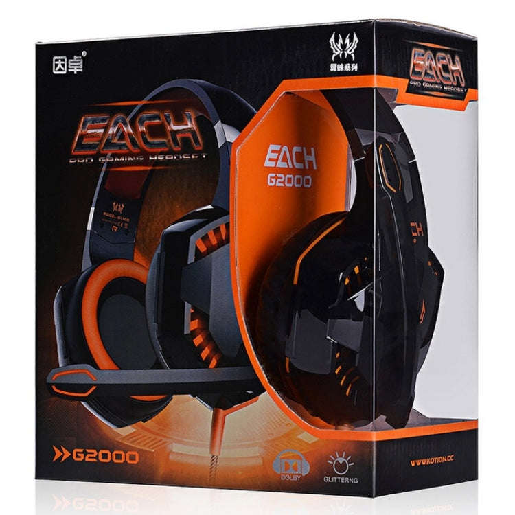 EACH G2000 Over-ear Stereo Bass Gaming Headset with Mic & LED Light for Computer, Cable Length: 2...