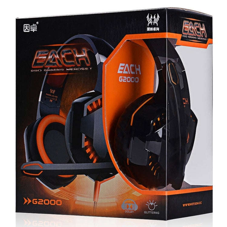 EACH G2000 Over-ear Stereo Bass Gaming Headset with Mic & LED Light for Computer, Cable Length: 2...