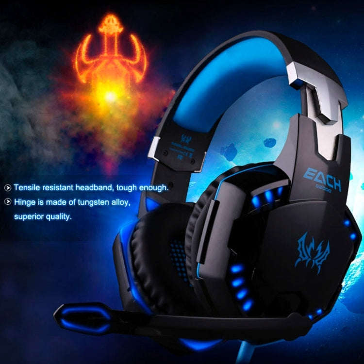 EACH G2000 Over-ear Stereo Bass Gaming Headset with Mic & LED Light for Computer, Cable Length: 2...