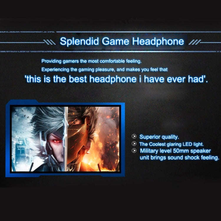 EACH G2000 Over-ear Stereo Bass Gaming Headset with Mic & LED Light for Computer, Cable Length: 2...