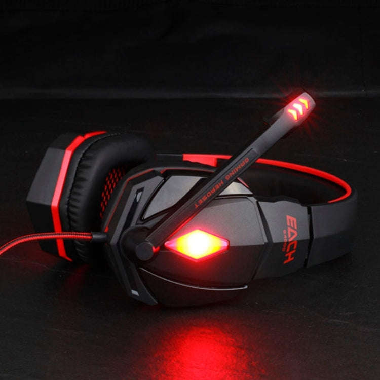 EACH G4000 Stereo Gaming Headset with Mic Volume Control & LED Light for Computer, Cable Length: ...