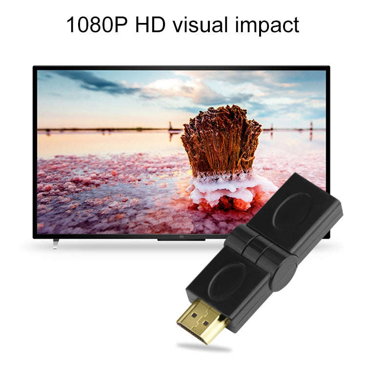 HDMI 19 Pin Male to HDMI 19Pin Female SWIVEL (180 Degree) Adaptor (Gold Plated)(Black)
