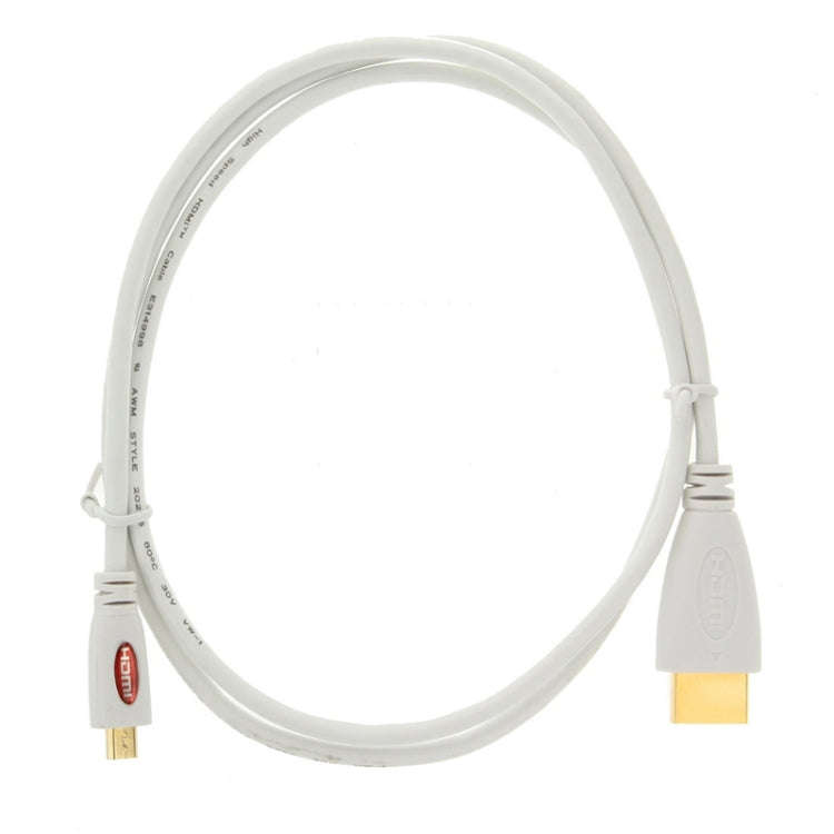 1m Gold Plated Micro HDMI Male to HDMI Male Cable, 1.4 Version(White)(White)