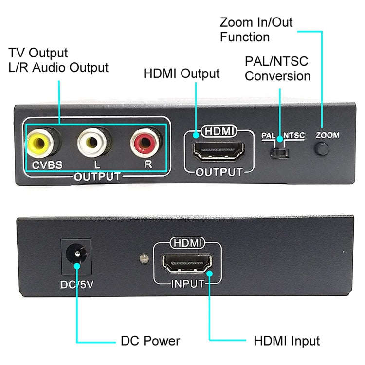 NK-10II HDMI to HDMI/CVBS /AV Scaler Box Video Converter(Black)