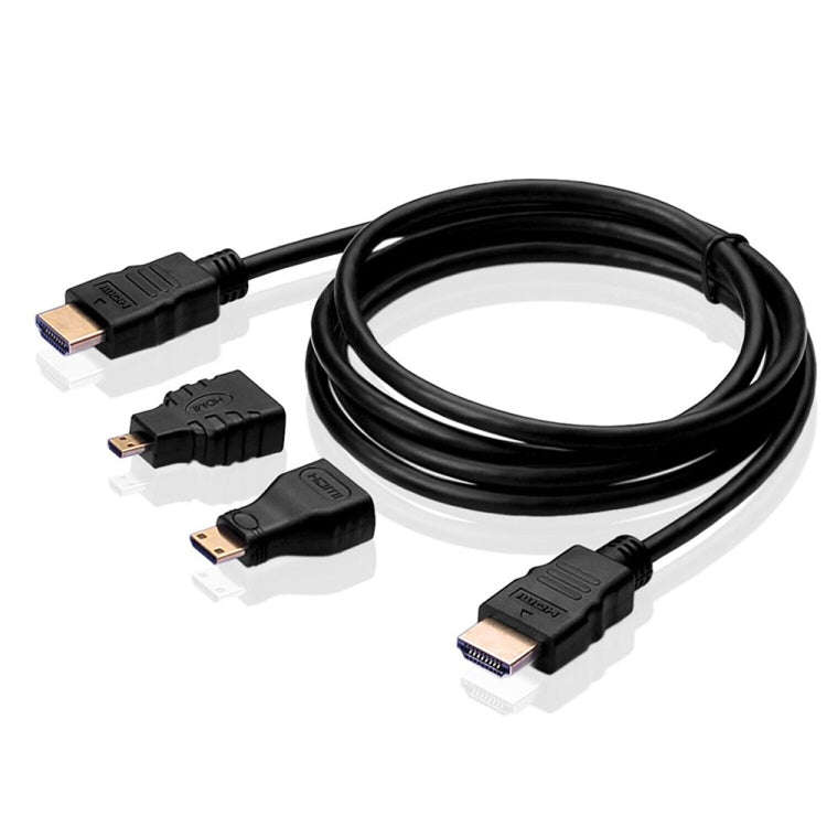 3 in 1 Full HD 1080P HDMI Cable Adaptor Kit (1.5m HDMI Cable + HDMI to Mini HDMI Adaptor + HDMI t...