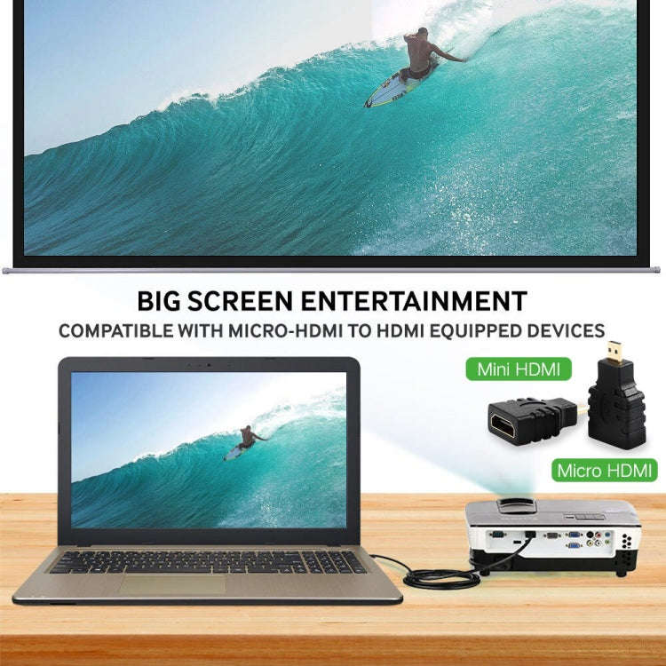 3 in 1 Full HD 1080P HDMI Cable Adaptor Kit (1.5m HDMI Cable + HDMI to Mini HDMI Adaptor + HDMI t...