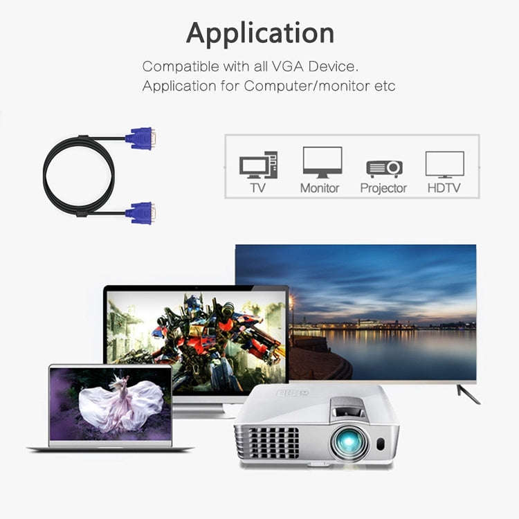 3m Good Quality VGA 15 Pin Male to VGA 15 Pin Female Cable for LCD Monitor, Projector, etc