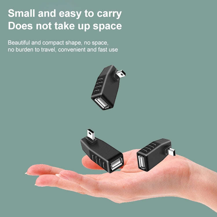 Mini USB Male to USB 2.0 AF Adapter with 90 Degree Right Angled, Support OTG Function(Black)