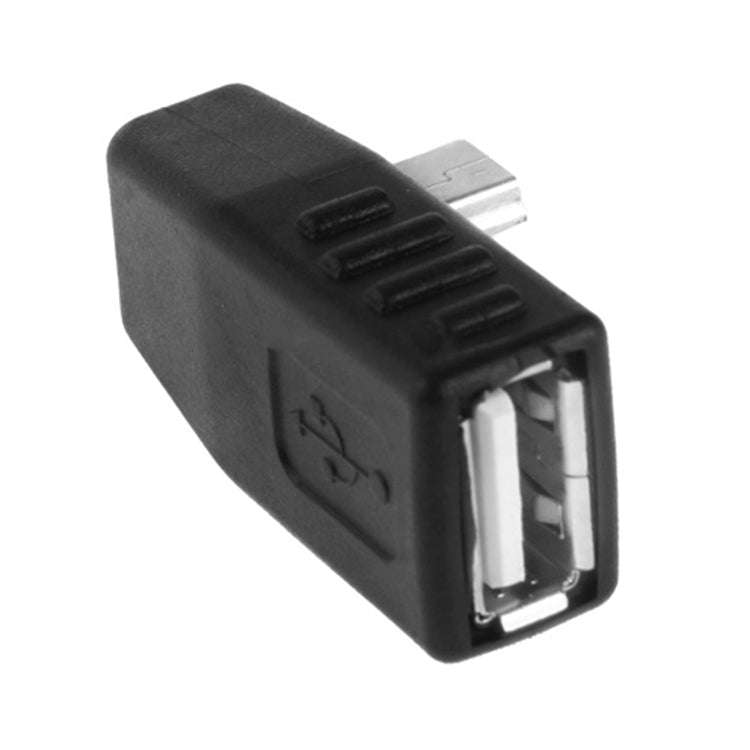 Mini USB Male to USB 2.0 AF Adapter with 90 Degree Left Angled, Support OTG Function(Black)
