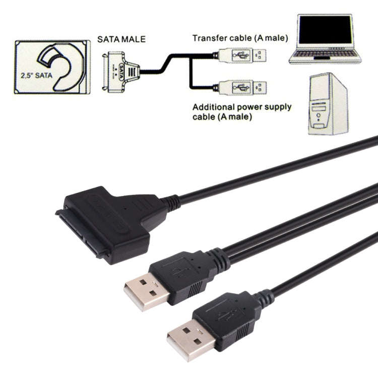 USB 2.0 to 7+15 Pin 22Pin SATA Data Cable Converter Adapter with Box Case for 2.5 / 3.5 Inch Hard...
