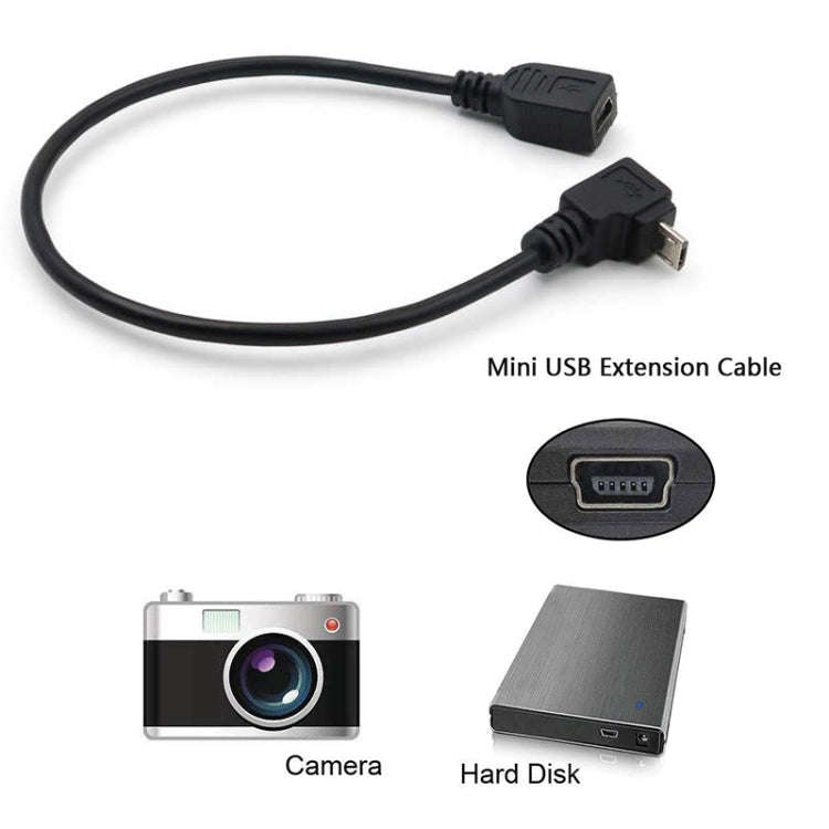 90 Degree Mini USB Male to Mini USB Female Adapter Cable, Length: 25cm