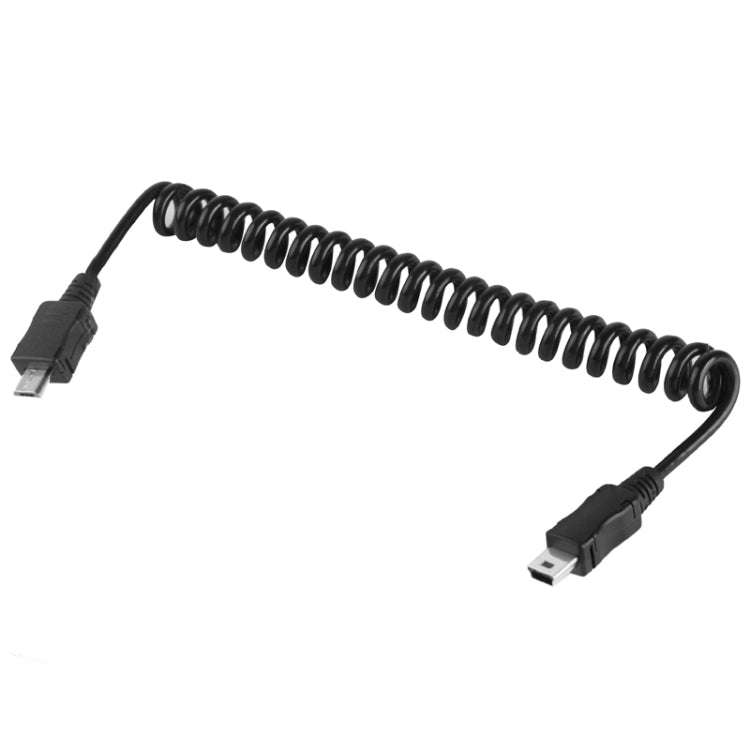 Micro USB Male to Mini 5-pin USB Coiled Cable / Spring Cable, Length: 20cm (can be extended up to...