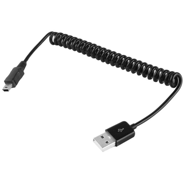 Mini 5-pin USB to USB 2.0 AM Coiled Cable / Spring Cable, Length: 25cm (can be extended up to 80c...