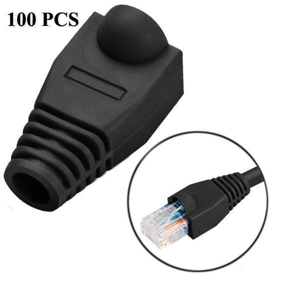 Network Cable Boots Cap Cover for RJ45, Black (100 pcs in one packaging , the price is for 100 pc...
