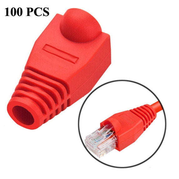 Network Cable Boots Cap Cover for RJ45, Red (100 pcs in one packaging , the price is for 100 pcs)...