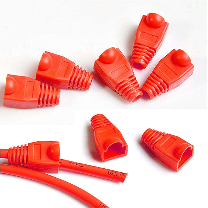 Network Cable Boots Cap Cover for RJ45, Red (100 pcs in one packaging , the price is for 100 pcs)...