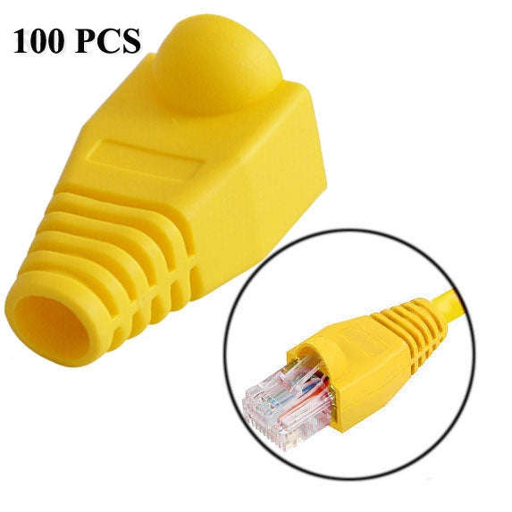 Network Cable Boots Cap Cover for RJ45, Yellow (100 pcs in one packaging , the price is for 100 p...